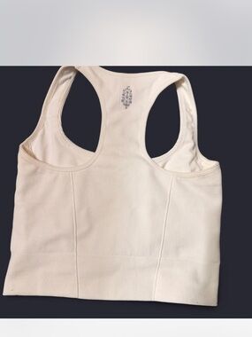 white ribbed cropped tank top by Free People Movement "Good Karma" racerback bra